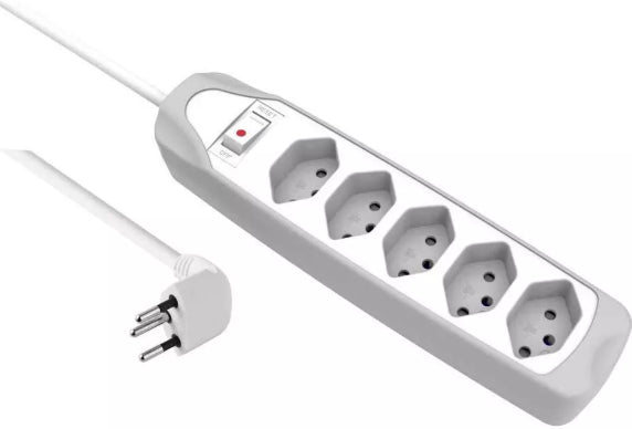 M. Schönenberger Fix-Line Silikon-Steckdosenleiste, 5×T13, mit Schalter, 2 m, 213×51×43 mm – weiss