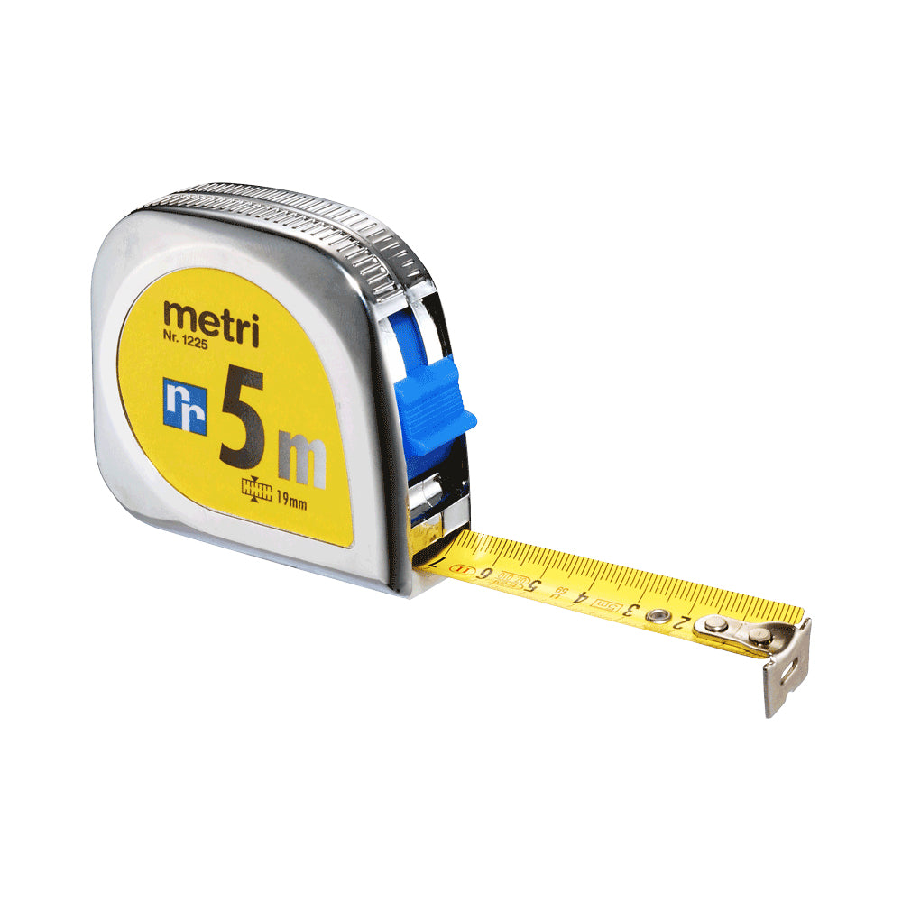 Rieffel Rollmeter, 19 × 5 000 mm, Kunststoff, Silber