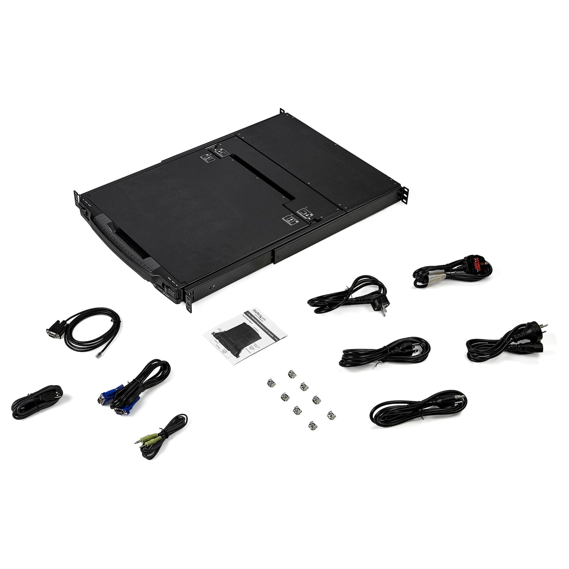 StarTech.com 17,3" Rack-LCD-Konsole – 1-Port DVI/VGA KVM, 1920 × 1080, USB 2.0-Hub, Audio – 1U