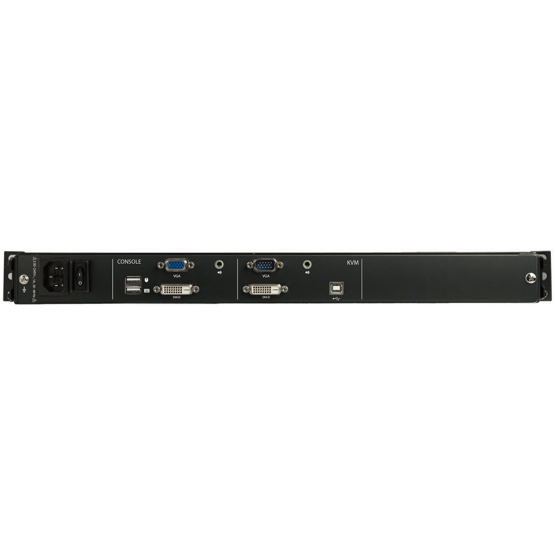 StarTech.com 17,3" Rack-LCD-Konsole – 1-Port DVI/VGA KVM, 1920 × 1080, USB 2.0-Hub, Audio – 1U