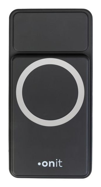 ONIT Powerbank 10000 mAh, PD 20 W, Kabelloses Laden, Solarpanel 10,8 W, Schwarz