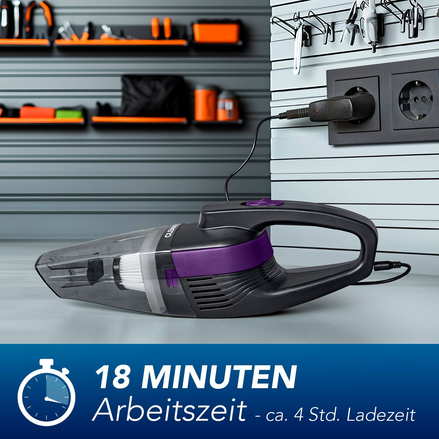 CLEANmaxx Akku-Handstaubsauger YF131B – 0,60 l, 7,4 V, 18 min