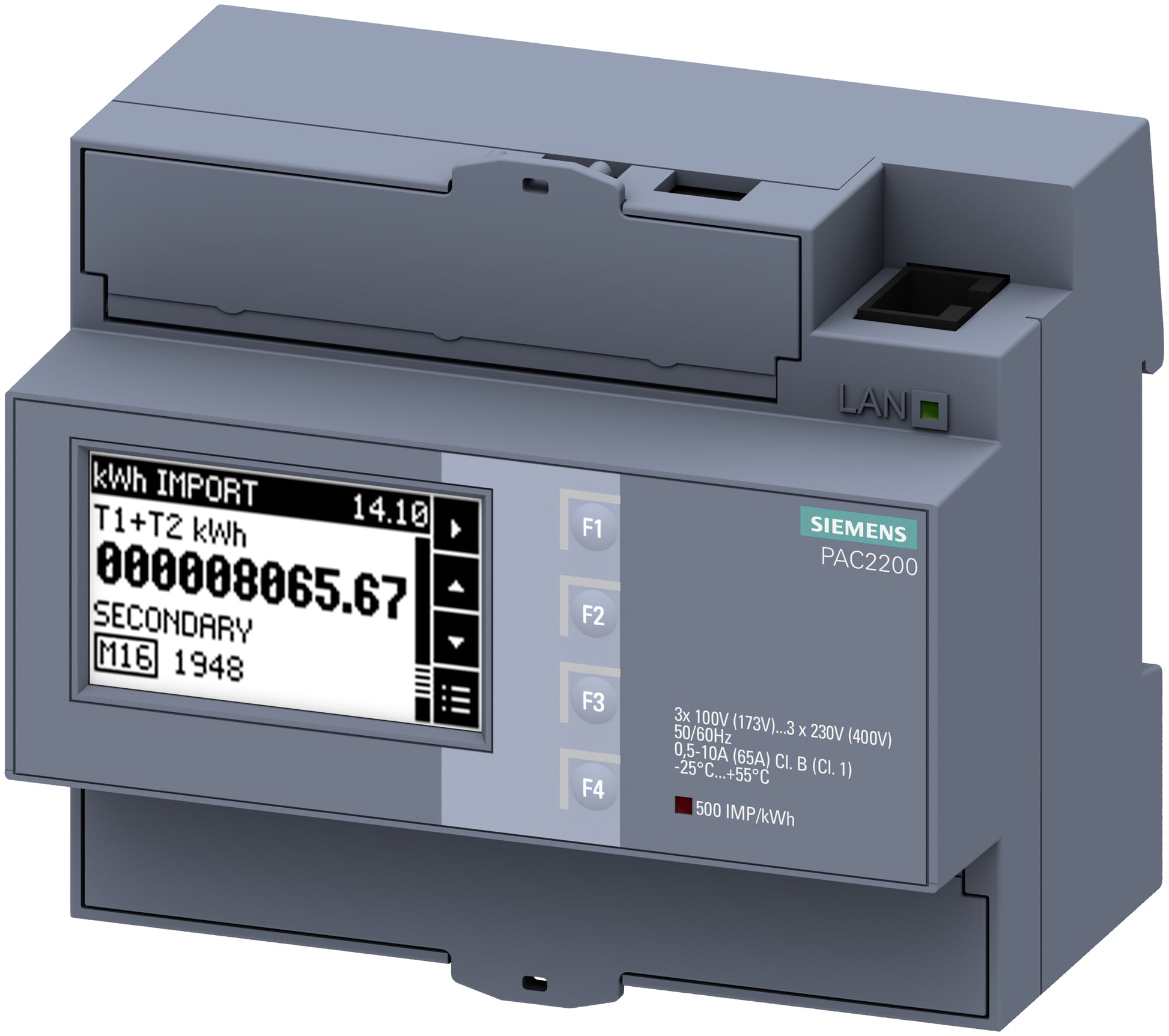 Siemens 7KM2200-2EA40-1JA1 – Energiemessgerät (MID) – 3-phasig, Modbus TCP, Hutschiene, bis 5 A