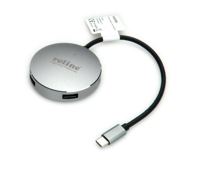 ROLINE USB-Hub – USB-C, 4× USB-A, für MacBook/Ultrabook/USB-C-Geräte