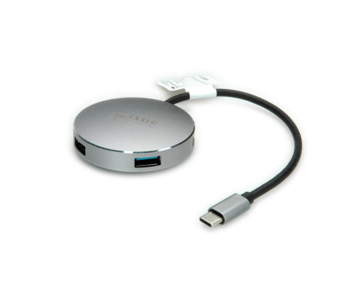 ROLINE USB-Hub – USB-C, 4× USB-A, für MacBook/Ultrabook/USB-C-Geräte