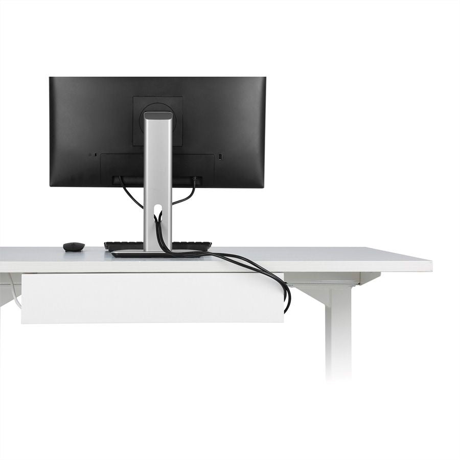VALUE Untertisch-Kabelwanne – 76 × 600 × 114 mm – Stahl – Weiss, Untertischmontage