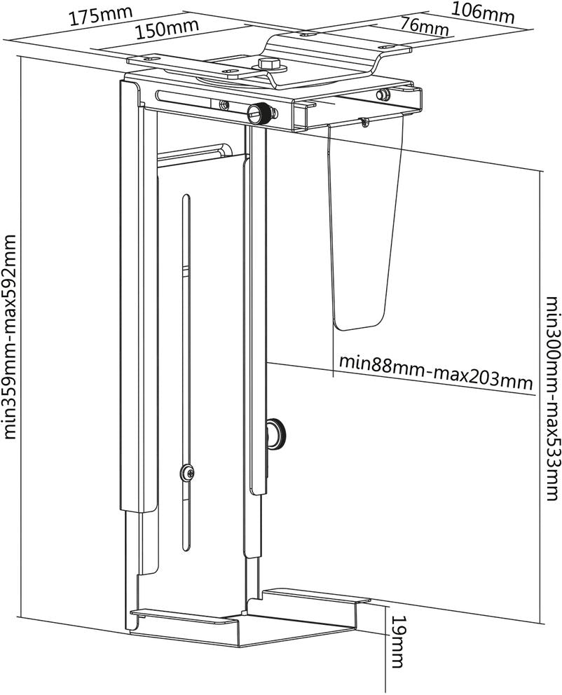 VALUE CPU-Halterung (Untertisch) – bis 10 kg, Schwarz, Stahl