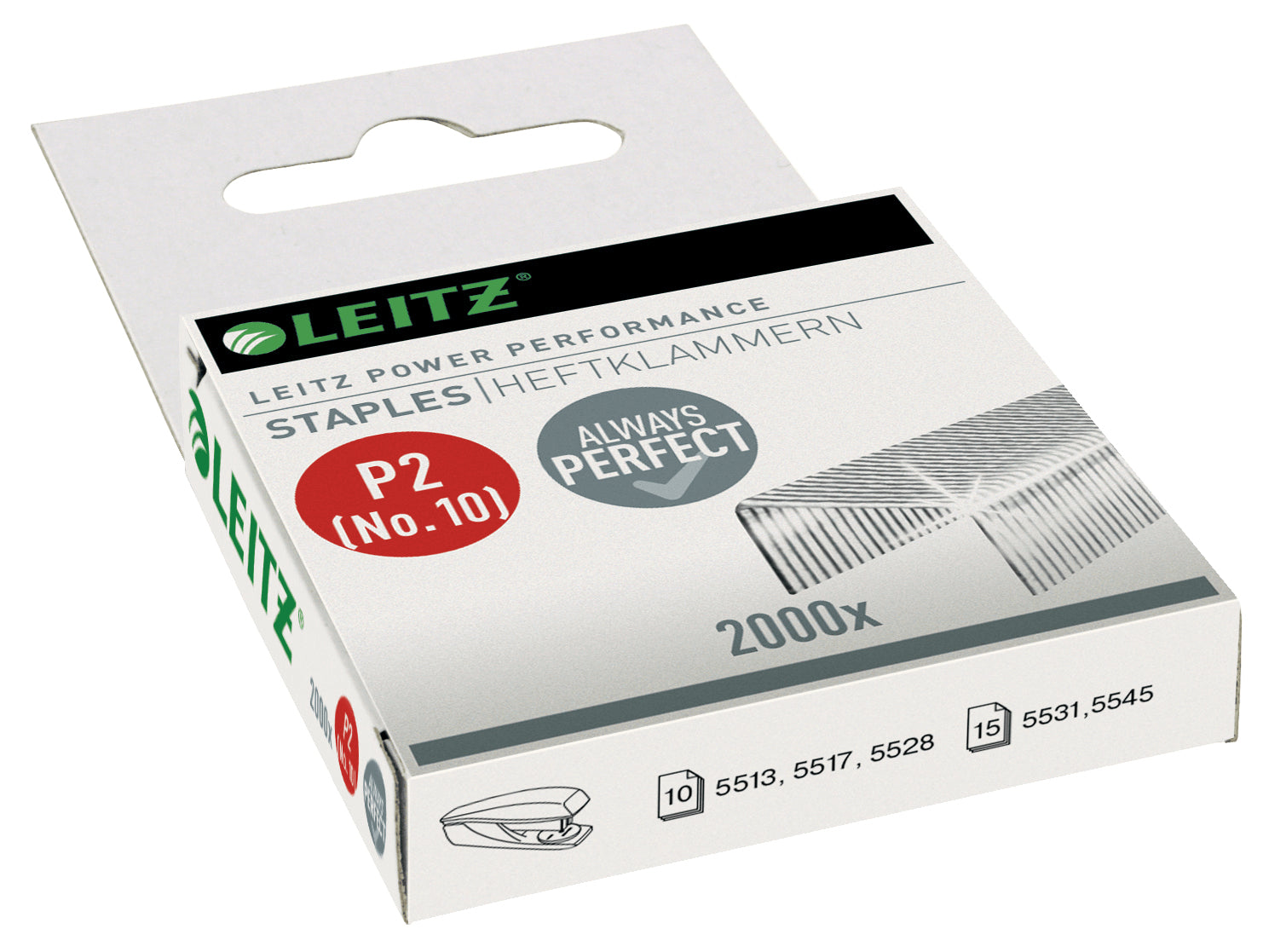 Leitz Heftklammern – Nr. 10, 4 mm, 10 Blatt, 2'000 Stück, Stahl