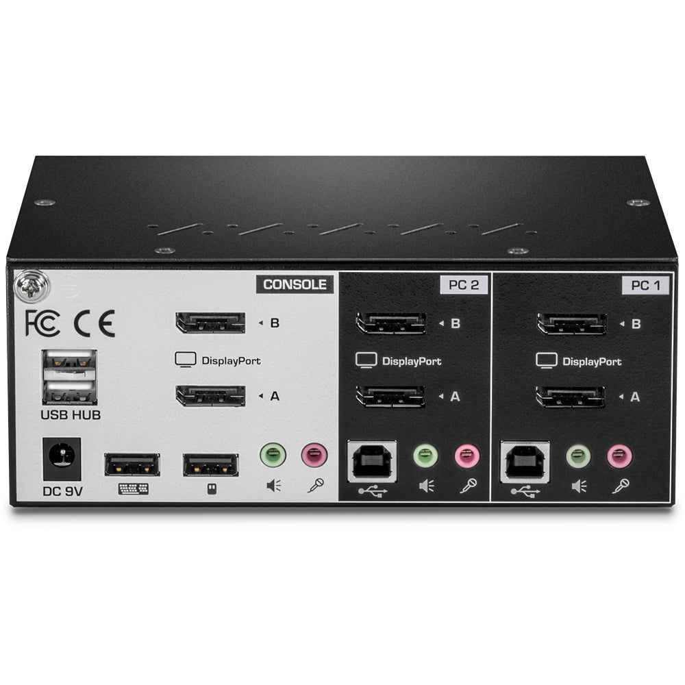 TRENDnet TK-240DP – KVM-Switch (lokal) – 2-Port DP Dual-View – 4K/60 Hz, USB 2.0-Hub, Audio