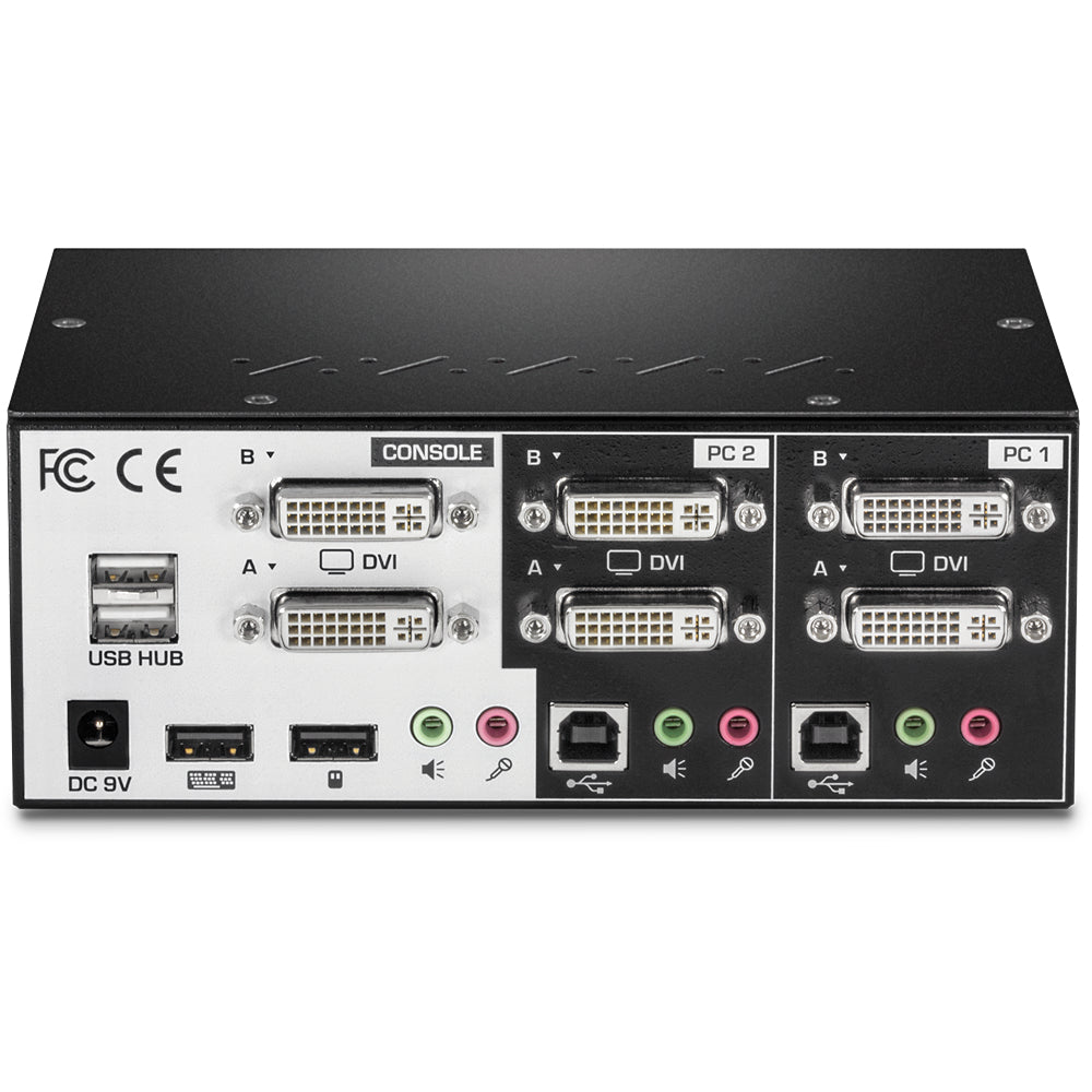 TRENDnet TK-232DV – 2-Port DVI-I Dual-View KVM-Switch – 1920 × 1200, USB 2.0 Hub, Audio