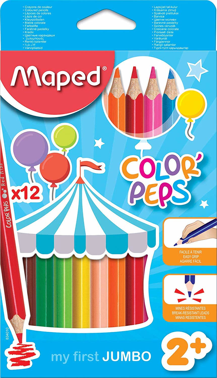 Maped Color Peps Maxi Farbstifte – 12 Farben, Ø 5 mm, Karton