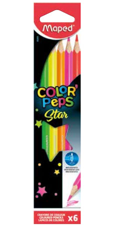 Maped Color Peps Fluo Farbstifte – 6 Farben, Karton