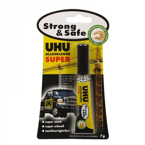 UHU Alleskleber – permanent, transparent, repositionierbar, 7 g, für Holz, Porzellan, Metall usw.