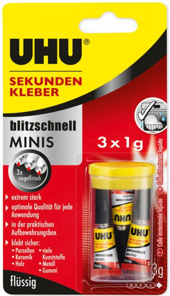 UHU Sekundenkleber extra stark – 3 × 1 g