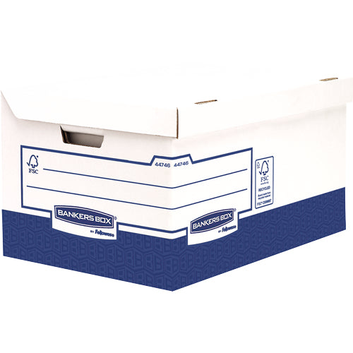 Fellowes Aufbewahrungsbox B 395 × H 298 × T 565 mm – für A4/A4+/Foolscap, mit Deckel, stapelbar, blau/weiss