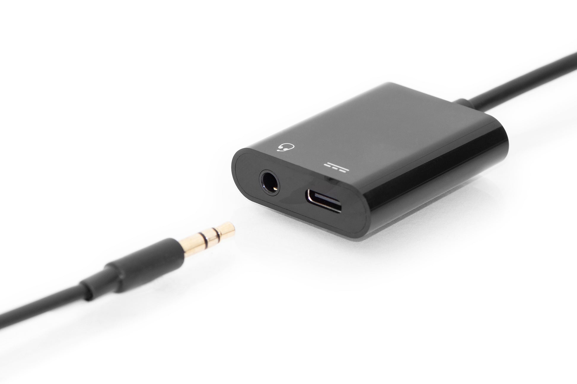Digitus USB-C Adapter USB-C zu USB-C und 3,5 mm Klinke – USB 3.2 Gen 1 (5 Gbit/s), 0,2 m, Schwarz