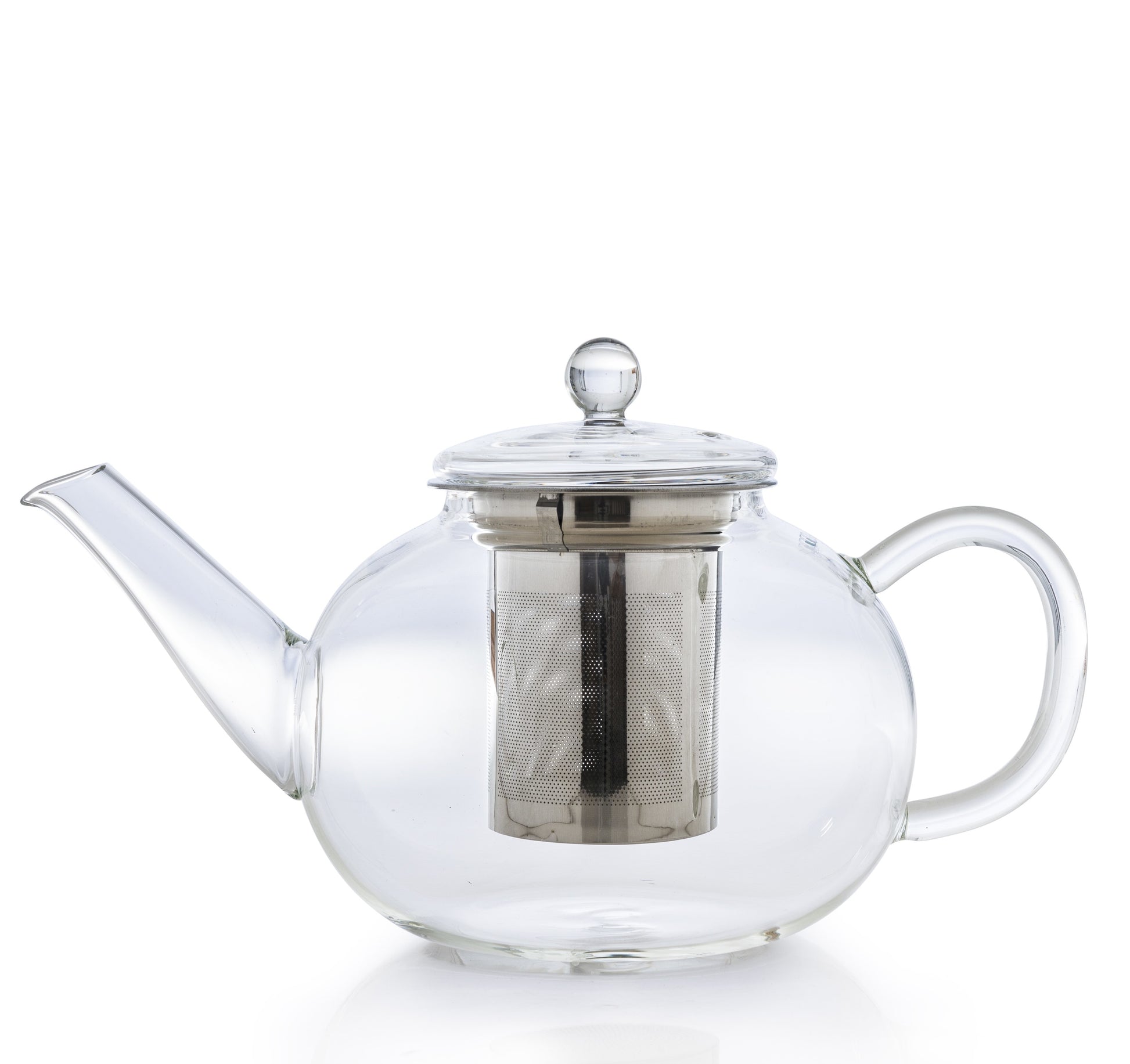 Creano Teekanne – 1,2 l, Borosilikatglas, transparent, mit Glasdeckel, Edelstahlfilter, spülmaschinenfest