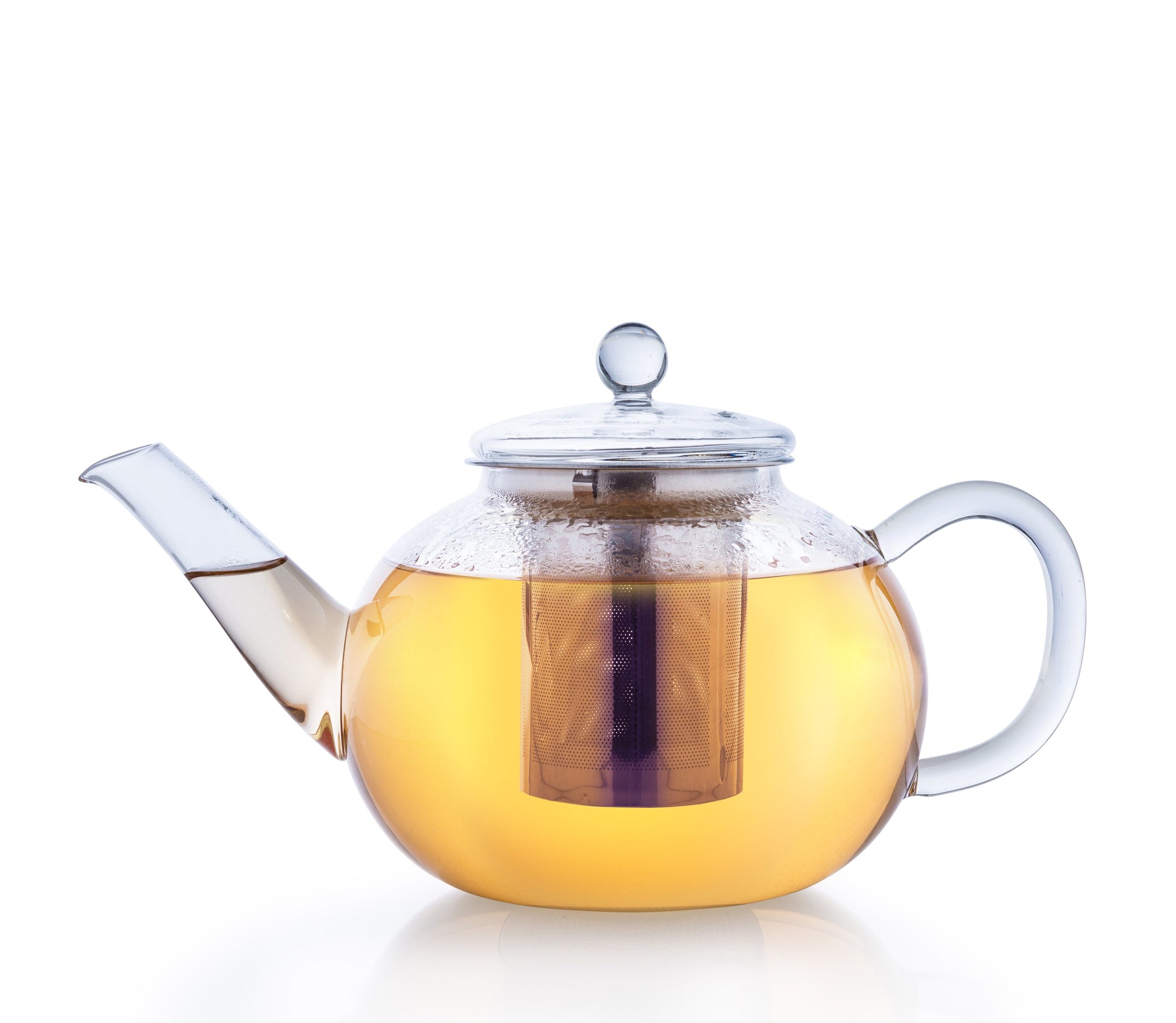 Creano Teekanne – 1,2 l, Borosilikatglas, transparent, mit Glasdeckel, Edelstahlfilter, spülmaschinenfest