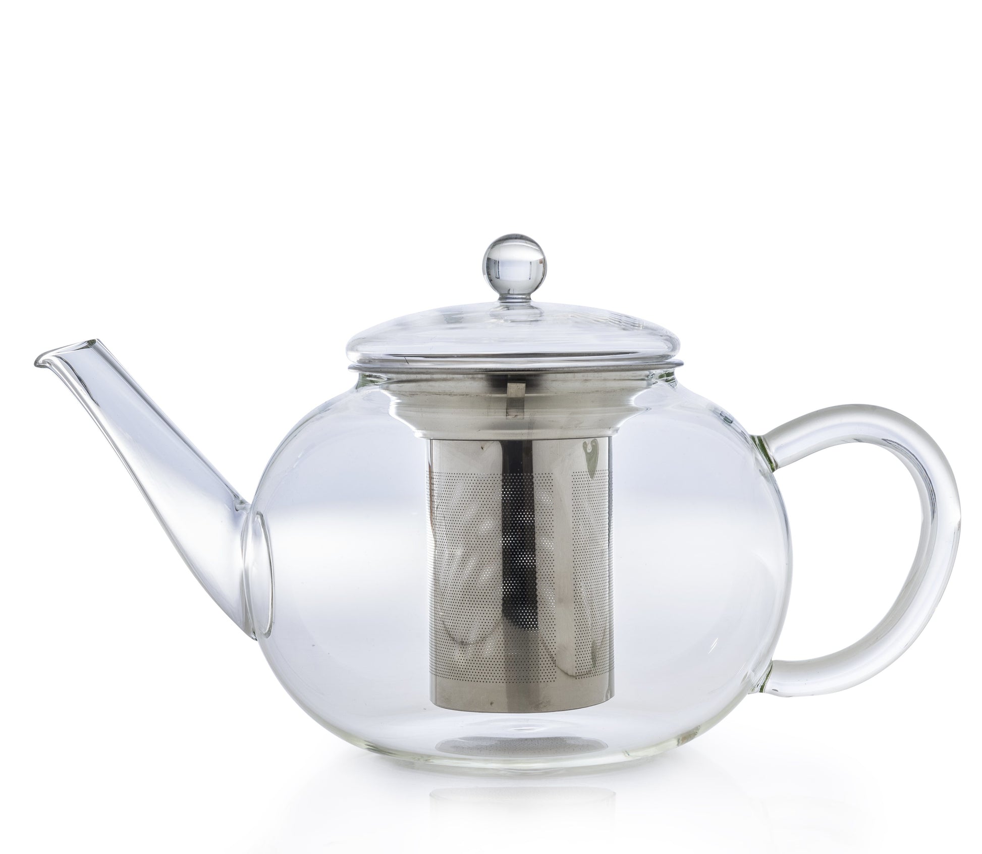 Creano Teekanne – 1,6 l, Borosilikatglas, transparent, mit Glasdeckel, Edelstahlfilter, spülmaschinenfest