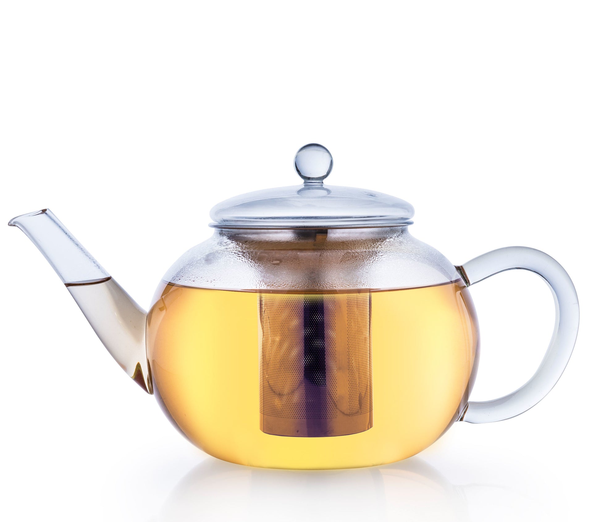 Creano Teekanne – 1,6 l, Borosilikatglas, transparent, mit Glasdeckel, Edelstahlfilter, spülmaschinenfest
