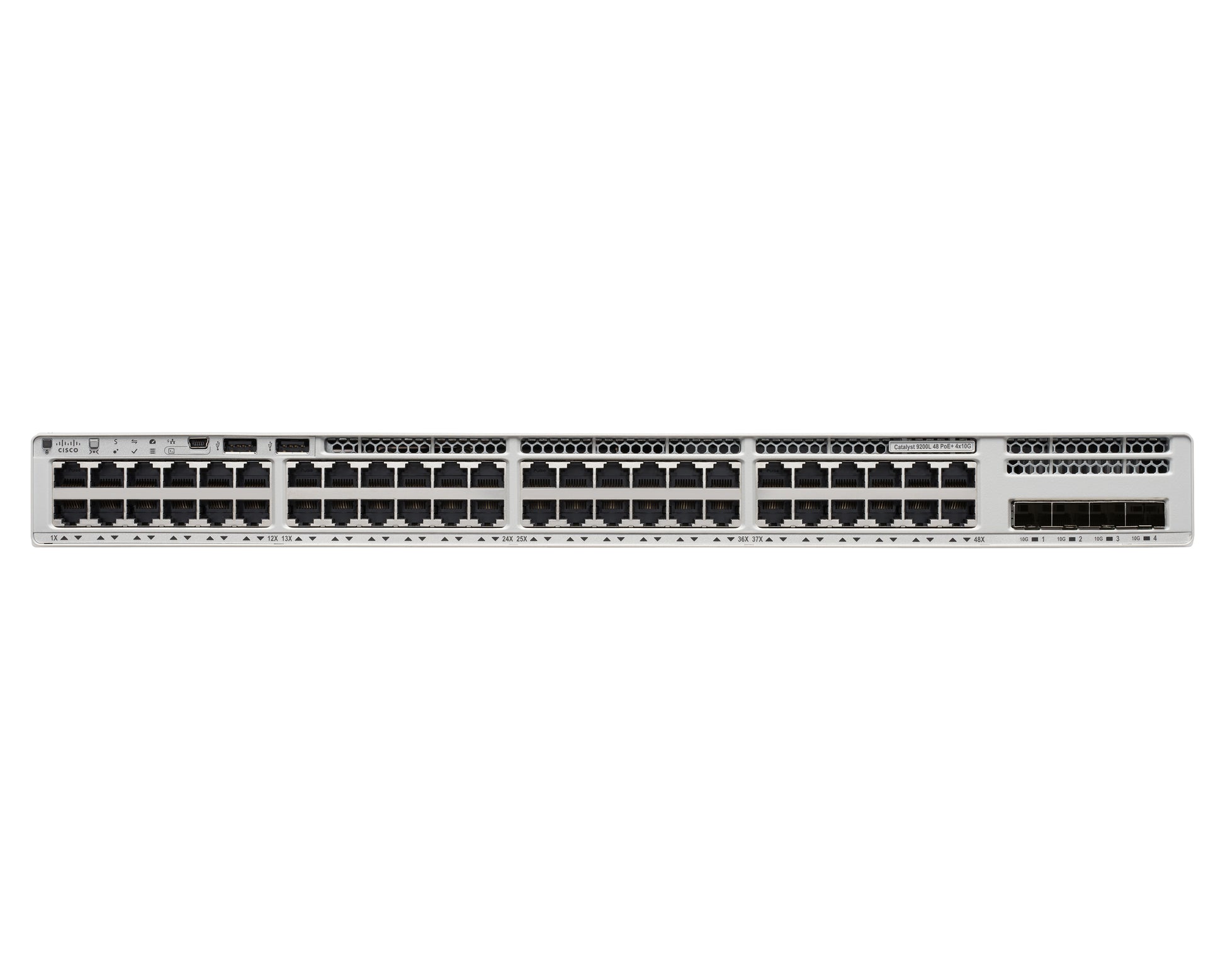 Cisco Catalyst 9200L – Verwalteter L3 Switch – 48× 1G, 4× SFP+, PoE+, PoE-Budget 740 W, 19", 1U