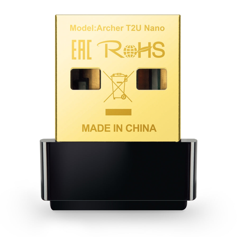 TP-Link Archer T2U Nano USB-WLAN-Adapter – Wi-Fi 5 (802.11ac), bis zu 433/200 Mbit/s, USB 2.0, Schwarz