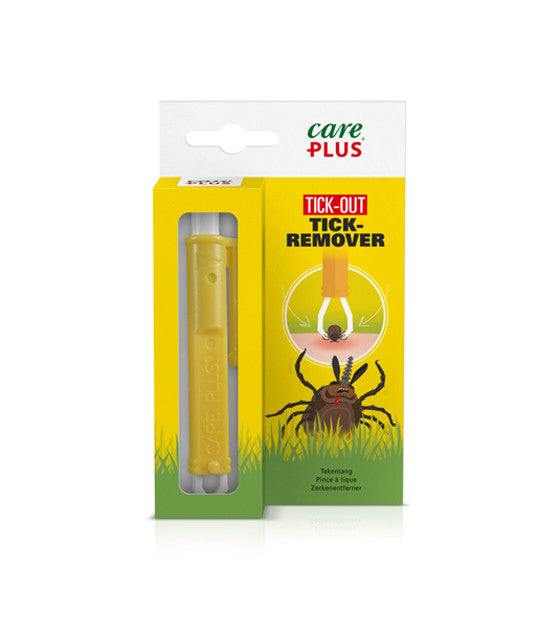 Care Plus Zeckenzange – inkl. 2 Alkoholtücher, Gelb