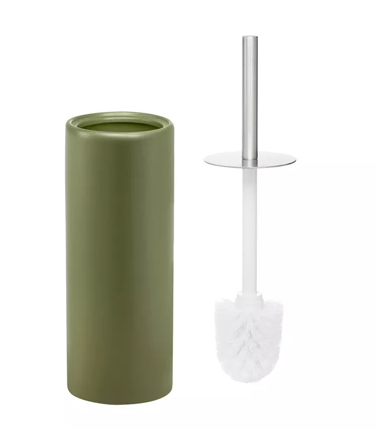 Diaqua WC-Bürstenset – Keramik, Olivgrün, Bodenstehend, mit Deckel, H 39 cm, Ø 10,5 cm