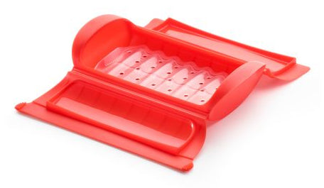 Lékué Mikrowellen-Dampfgarer 650 ml, 12,4 × 24 × 5 cm, Silikon, Rot