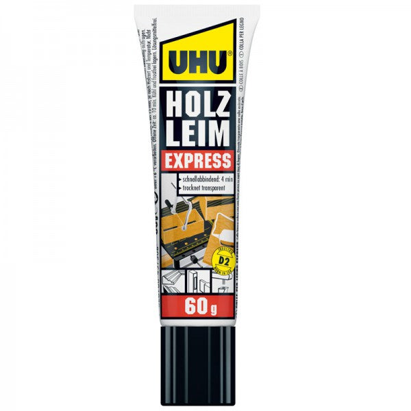 UHU Holzleim Express 45730 Spezialkleber Holzleim permanent – 60 g, für Holz, Spanplatten, Papier