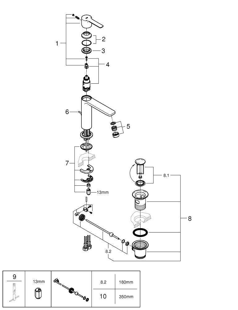 GROHE Einhebelmischer Lineare – Messing, Schwarz