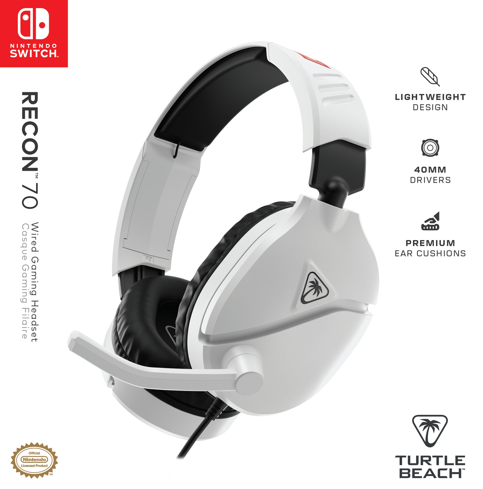 Turtle Beach Recon 70 Gaming-Headset – Over-Ear, Kabelgebunden, 3,5 mm Klinke, für Nintendo Switch