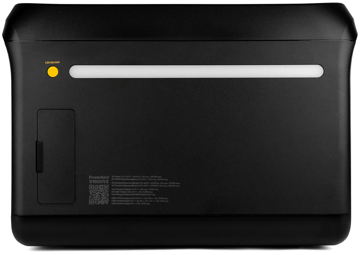 Aqiila Powerbird S1800 – Powerstation, 1'229 Wh, 3'000 W AC, LiFePO4, 3× Schuko (Typ F), Räder, LCD