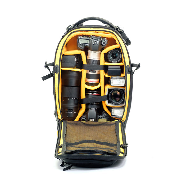 Vanguard Alta Fly 58T Trolley-Rucksack – für 1–2 Pro-DSLRs, 4–6 Objektive – 14″ Laptop-Fach – Schwarz