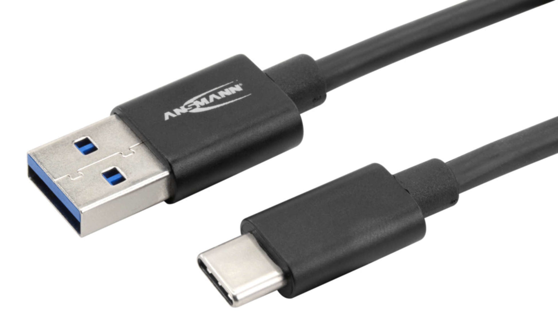 Ansmann USB-A auf USB-C Kabel – USB 3.2 Gen 1 (5 Gbit/s) – 1,2 m – TPE-Mantel, Aluminiumkontakte – Schwarz