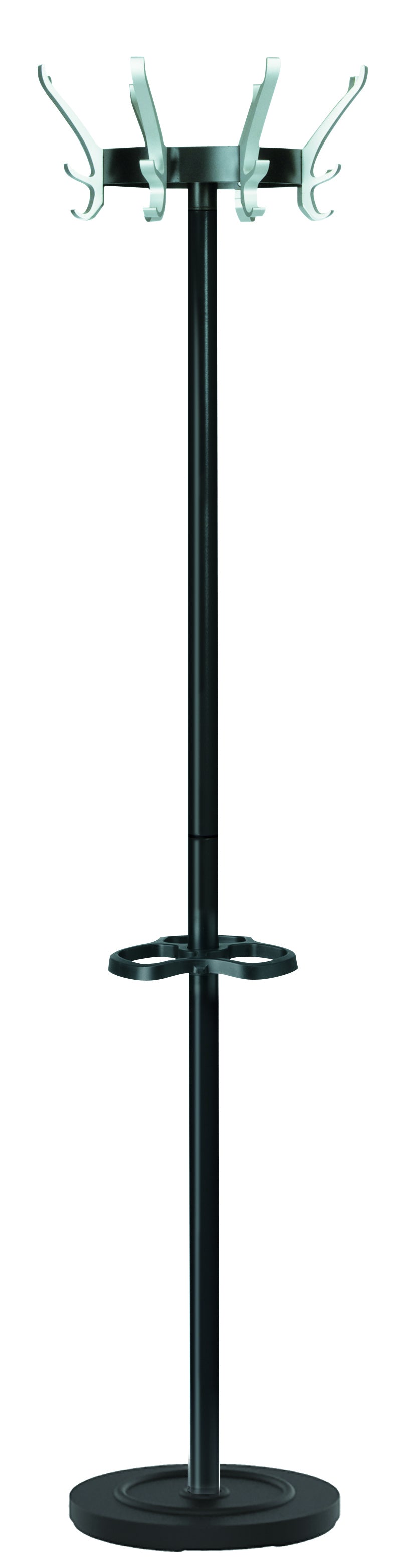 Unilux Garderobenständer – mit Schirmhalter, Abtrofschale – Aluminium/Stahl – schwarz – 1'700 mm