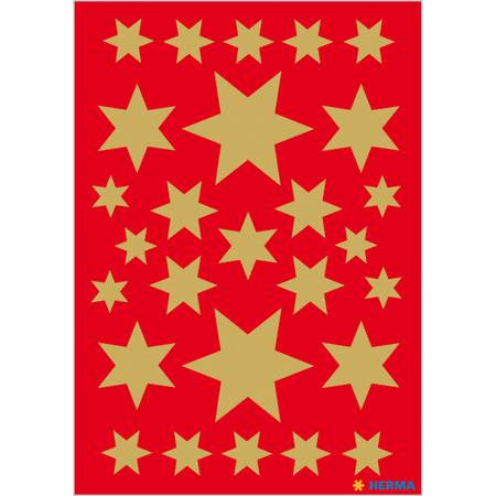 HERMA Schmucketiketten – Sterne – 81 Stück – permanent – Gold