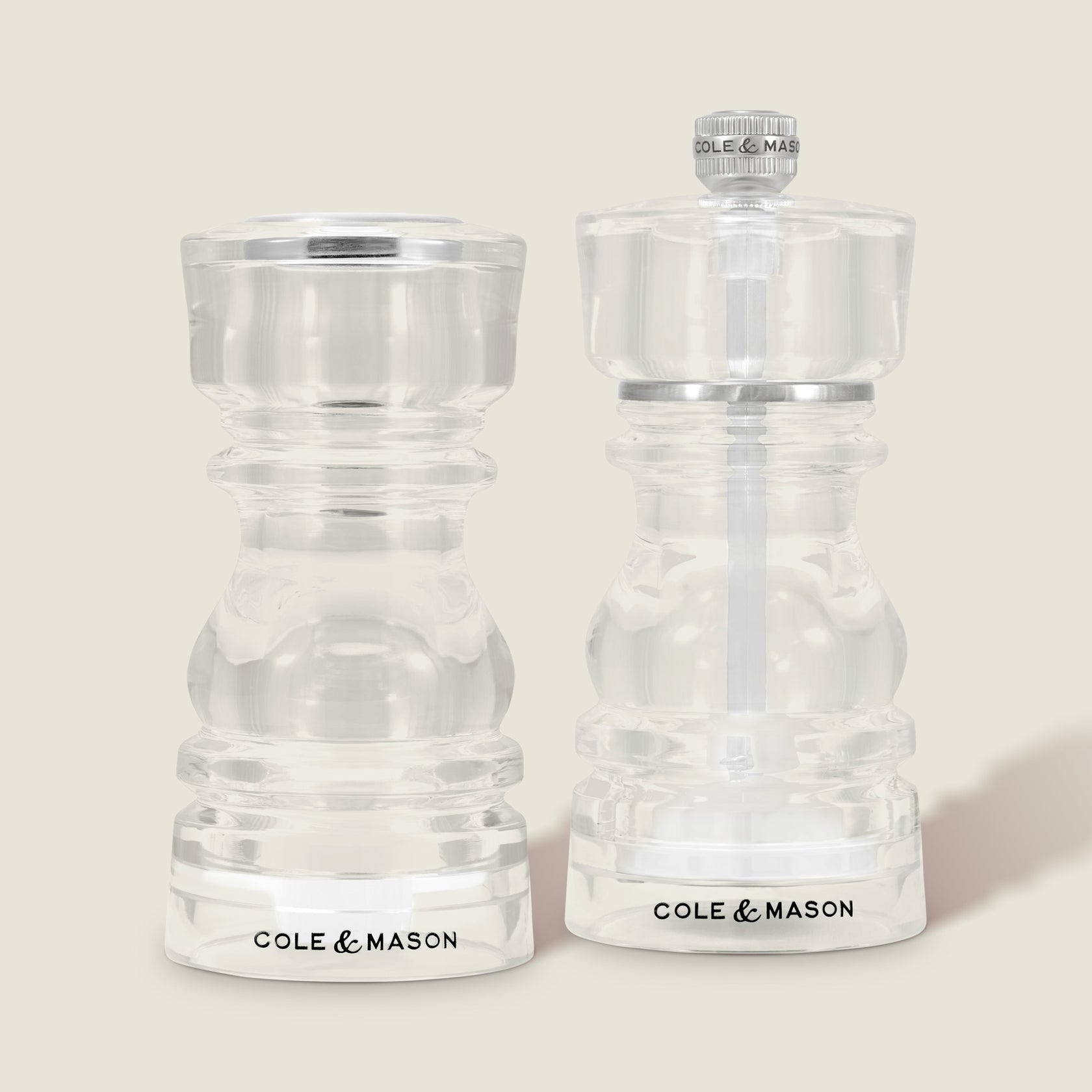 Cole & Mason 2er-Set Streudose, Ø 3,8 × 13 cm, Acryl, transparent