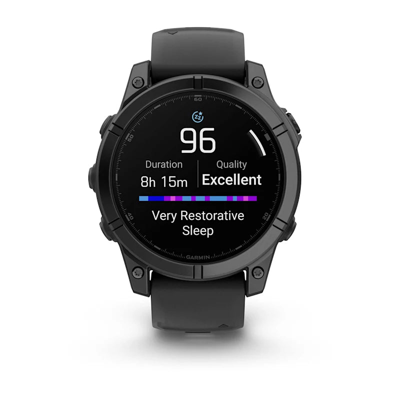 Garmin Fenix E – GPS-Smartwatch – 47 mm, 1,3", GPS, WLAN, AMOLED, Gorilla Glass, 100 m, Schwarz, Silikonarmband