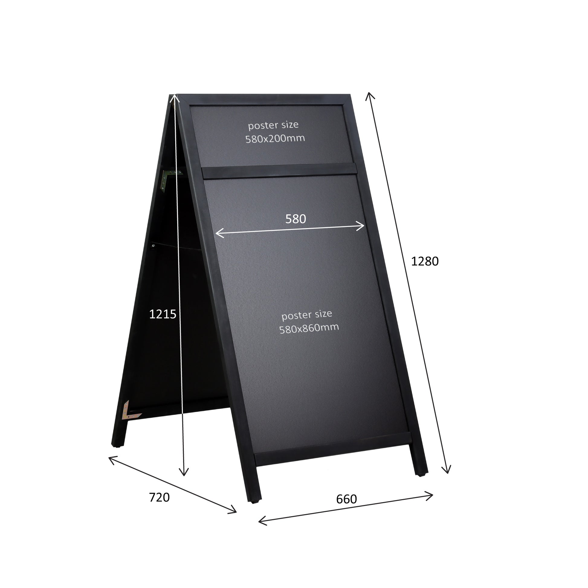 EUROPEL Kundenstopper Kreidetafel – 660 × 1'280 mm – Kiefernholz – schwarz