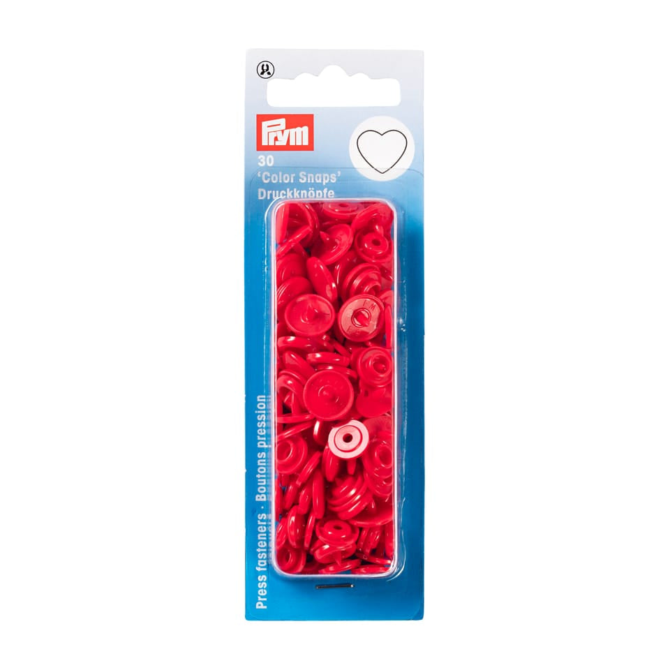Prym Druckknopf-Set Ø 12,4 mm – Herz, Polyoxymethylen, Rot, 30 Stück