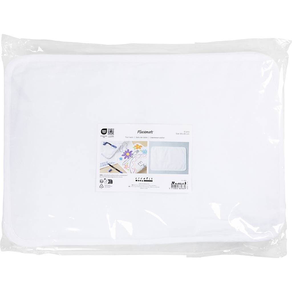 Creativ Company Tischset – Baumwolle, Weiss, 45 × 30 cm – 10er-Set