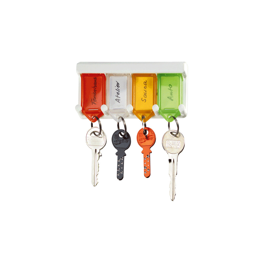 Rieffel Schlüsselanhänger – mit Halterleiste, mehrfarbig, 38 × 22 mm, 4er-Pack