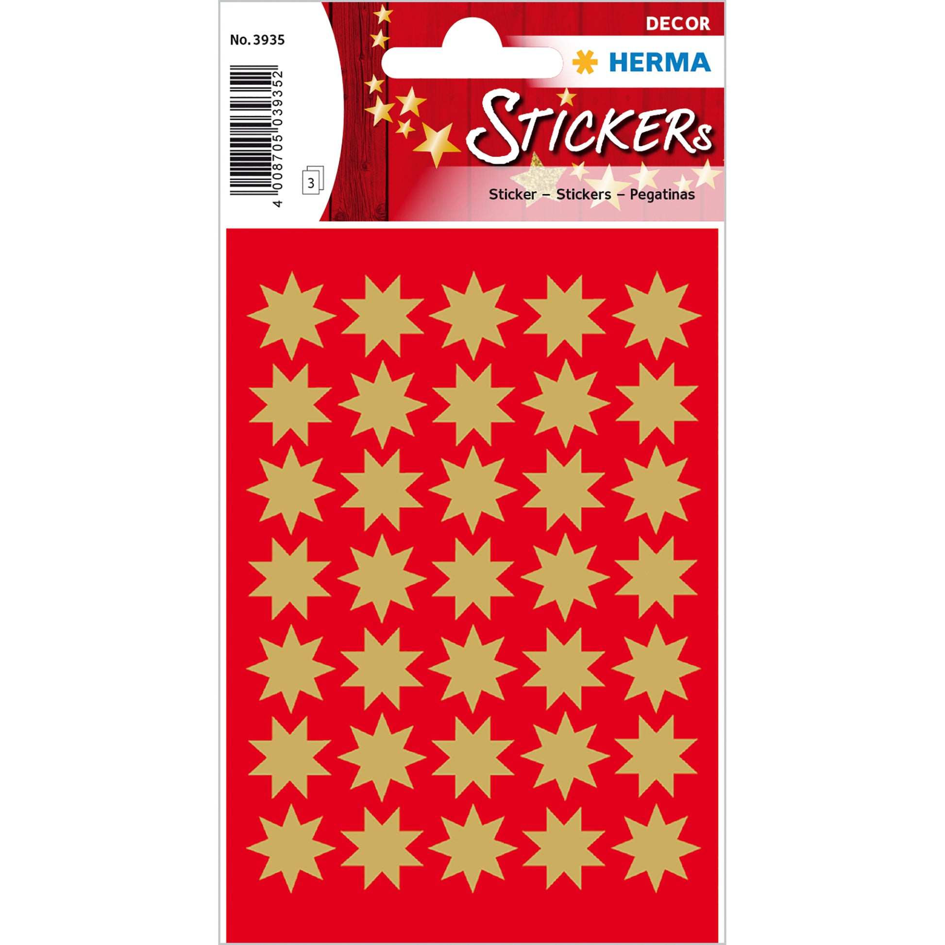 HERMA Schmucketiketten – Sterne – 105 Stück – permanent – gold – Ø 15 mm