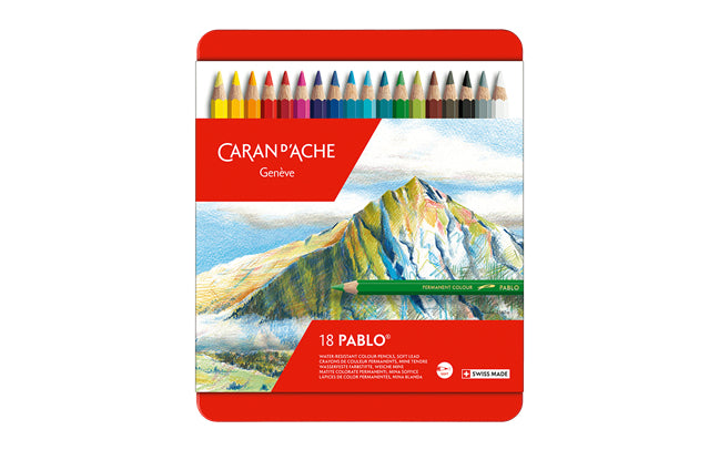 Caran d-Ache Caran d'Ache Buntstifte Pablo – 18 Farben, im Metalletui, Ø 3,8 mm, FSC