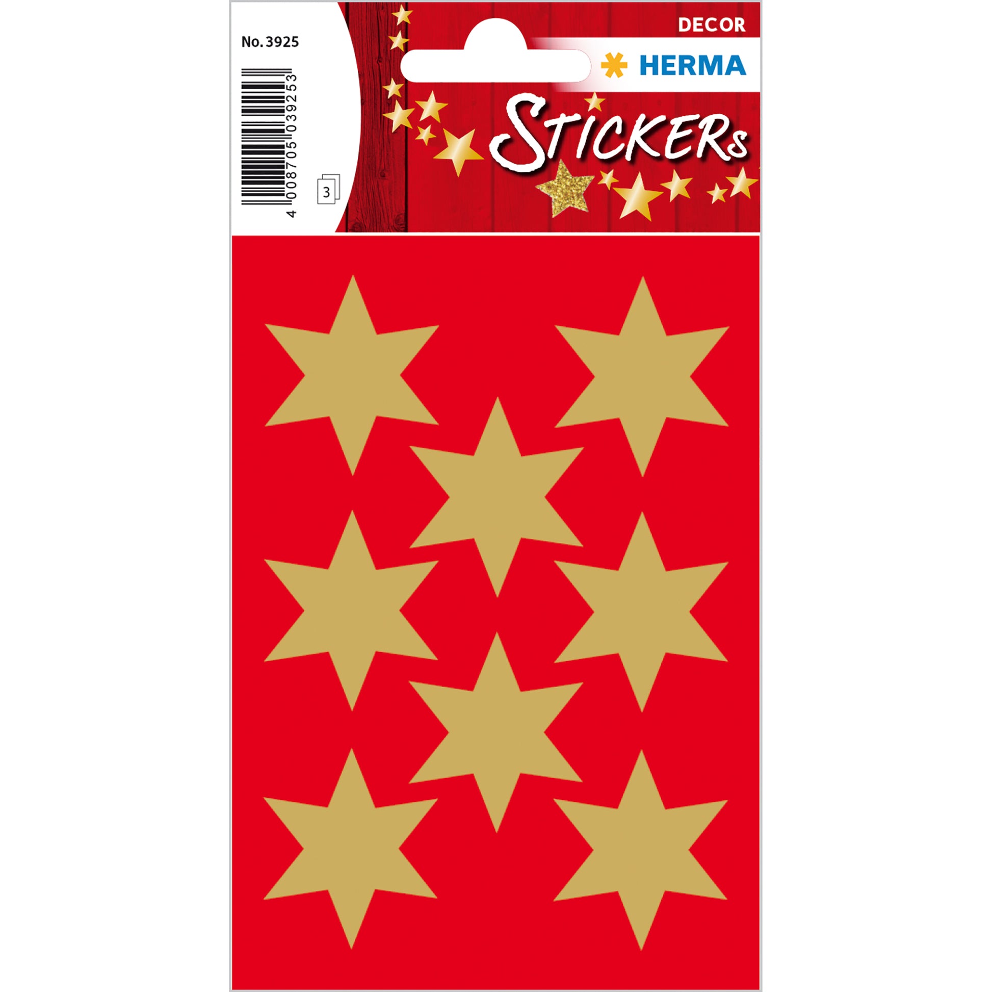 HERMA Schmucketiketten – Sterne – 24 Stück – permanent – Gold – Ø 33 mm