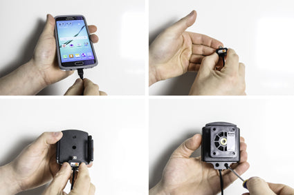 Brodit Aktive Halterung für feste – Auto-Ladegerät – USB (Micro-USB), Schraubbefestigung, 62–77 mm, schwarz