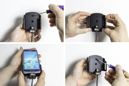 Brodit Aktive Halterung für feste – Auto-Ladegerät – USB (Micro-USB), Schraubbefestigung, 62–77 mm, schwarz