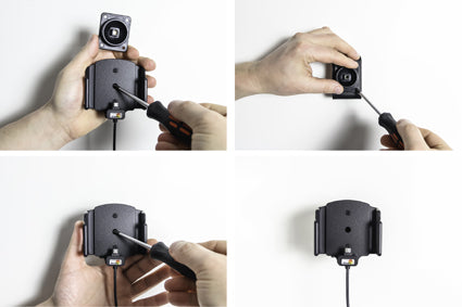 Brodit Aktive Halterung für feste – Auto-Ladegerät – USB (Micro-USB), Schraubbefestigung, 62–77 mm, schwarz