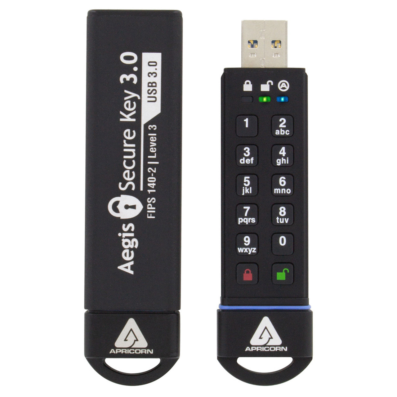 Apricorn Aegis Secure Key 3.0 – 1 TB, USB 3.2 Gen 1 Typ-A, Hardwareverschlüsselung, FIPS 140-2, IP68